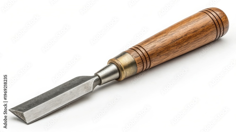Fototapeta premium Close-up of a wood chisel with a wooden handle