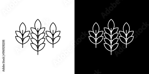 Minimalist vector icon of grain stalks, symbolizing agriculture, harvest, and natural food production, ideal for organic farming and healthy eating branding