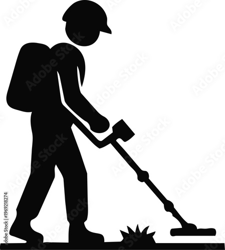 Mine detector sweeper engineer icon