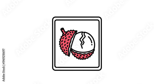Fresh Lychee Fruit Icon, Tropical Exotic Fruit, Healthy Food, Vector Illustration