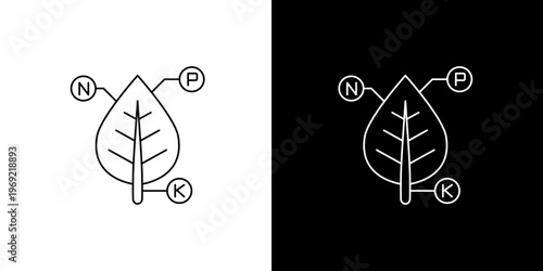 Minimalist line icon symbolizing essential NPK nutrients for optimal plant health, agricultural growth, and sustainable soil fertility management