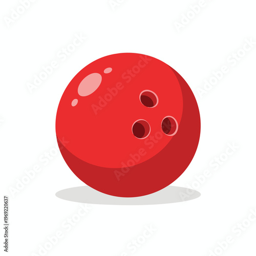 A bright red bowling ball with three finger holes casting a subtle shadow