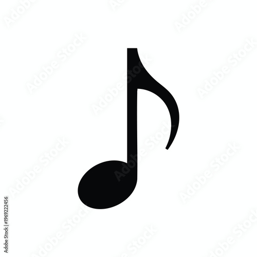 A single black eighth note symbol isolated on a white background