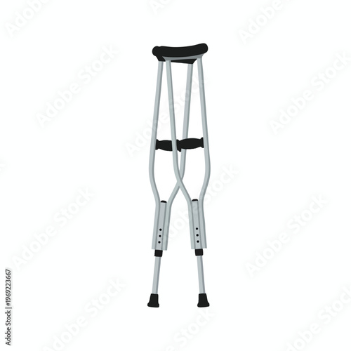 Pair of adjustable forearm crutches with padded grips on white background