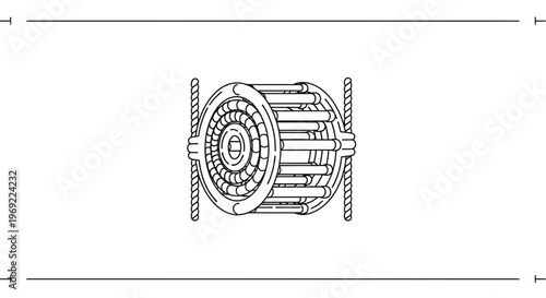 Detailed Schematic Drawing of a Rotary Electric Motor Rotor Assembly