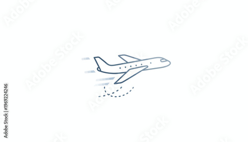 Doodle Airplane Flying Fast, Travel Concept, Isolated on White Background