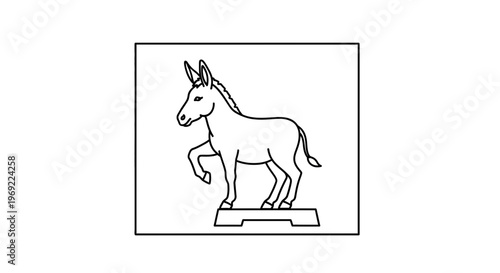 Donkey Silhouette Standing on Pedestal, Political Symbol, Vector Illustration