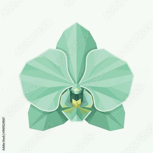 Green Origami Paper Flower Design Closeup.
