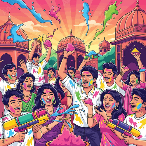 People Celebrating Holi Festival Colors 5.