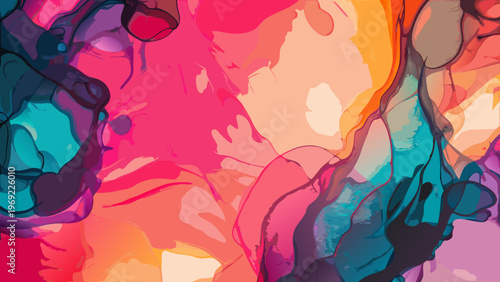 Abstract fluid art with vibrant colors and flowing organic shapes