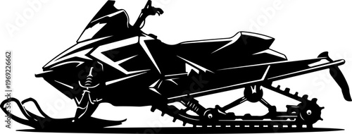 Snowmobile, vehicle, ski, dozer, motor, black, silhouette, vector