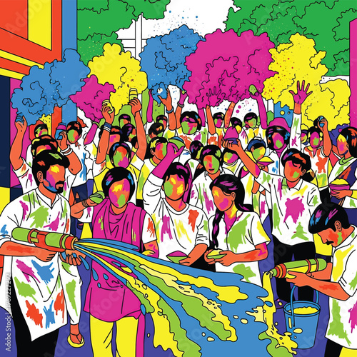 People Celebrating with Colorful Paint.