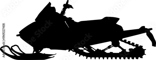 Snowmobile, snow machine, winter sports, vehicle silhouette, black icon