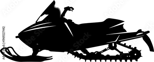 Snowmobile, snow machine, winter sports, vehicle silhouette, black icon