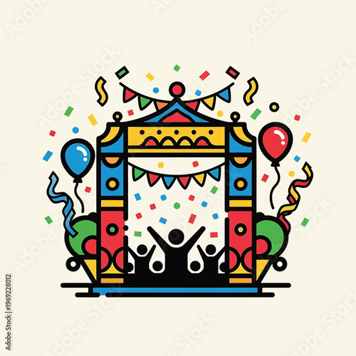 People Celebrating with Raised Arms.