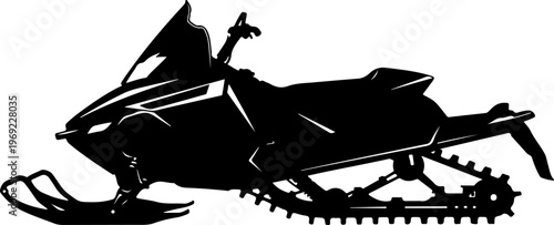 Snowmobile, snow machine, winter sports, vehicle silhouette, black icon