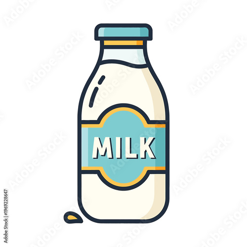 Glass bottle of milk beverage.