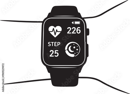 Smartwatch tracking fitness and health metrics on wristband device