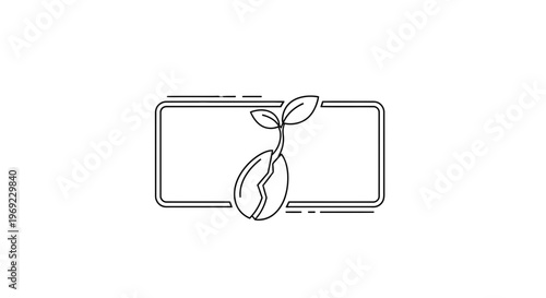 Coffee bean sprout growing in a rectangular frame, symbolizing growth and new beginnings in the coffee industry.