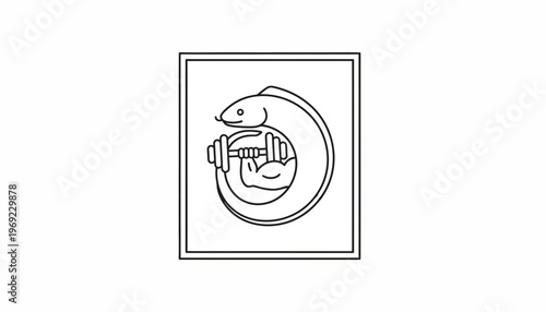 Creative Eel and Bicep Dumbbell Logo - Fitness and Strength Concept