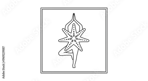 Creative Yoga Pose: Starfish Silhouette with Human Figure in Tree Pose