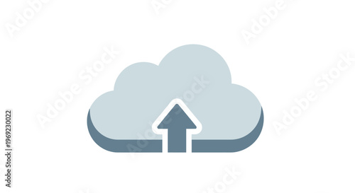 Cloud icon with upward arrow symbolizes data upload