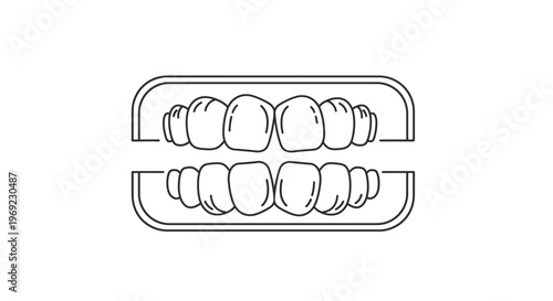 Precise dental aligner system line art for modern orthodontic treatment and healthy smiles