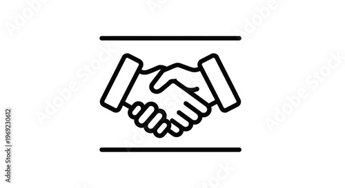 Iconic outline of two hands engaging in a firm handshake symbolizing agreement and partnership