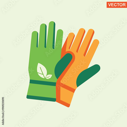 Green and orange gardening gloves.