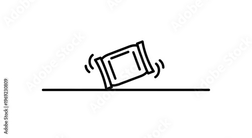 Simple linear drawing of a packet rocking gently on a horizontal plane