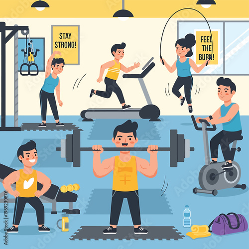 People exercising in a gym setting 1.