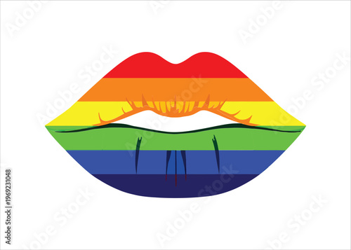 Fotografija Vibrant rainbow colored lips representing pride and diversity, a powerful symbol