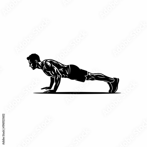 A man push up vector silhouette