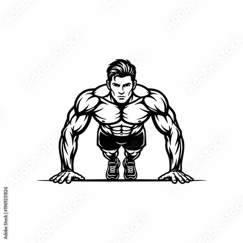 A man push up vector silhouette