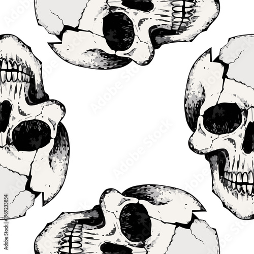 Vintage black outline vector illustration of a cartoon turtle skull and crossbones tattoo design with sea flowers and a heart.