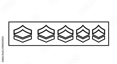 Minimalist black and white line art illustration showcasing military rank insignias for career