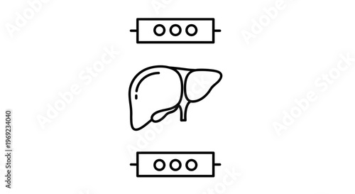Abstract illustration of human liver function and associated medical data analysis process