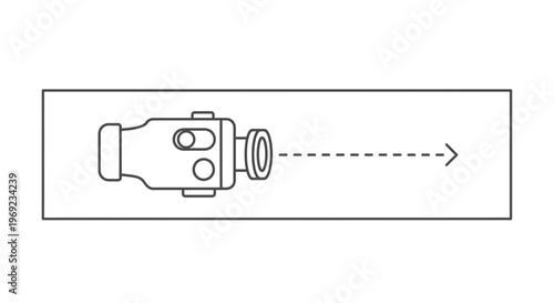 Minimalist icon depicting a laser distance measurement device projecting a directional beam