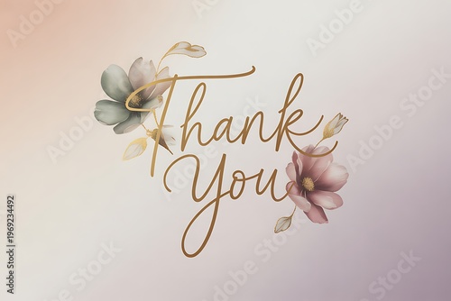 A beautiful thank you message with flowers on a gradient background