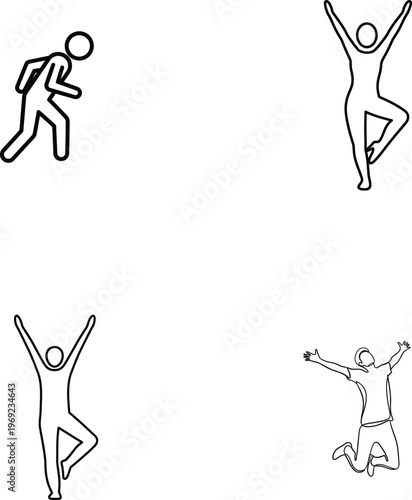 Stick figures in various dance poses