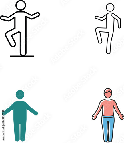 Stick figures and cartoon character illustrations