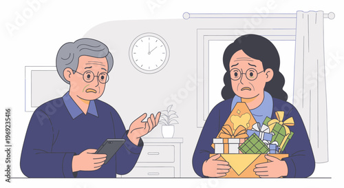 Older Man and Younger Woman Engaged in Thoughtful Conversation.