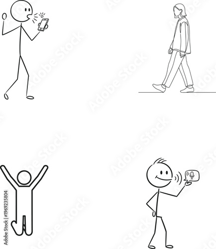 Stick figures in various celebratory poses
