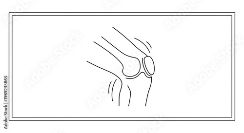 Precise monochrome line art illustration of human knee joint anatomy and movement for medical study