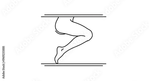 Abstract outline illustration of human legs within horizontal minimalist lines representing