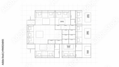 Top-down architectural floor plan of a modern home interior layout
