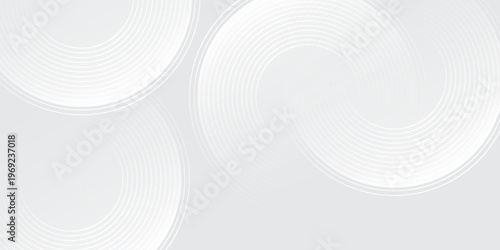 Abstract white glowing geometric lines on gray background. Modern shiny blue circle lines pattern.