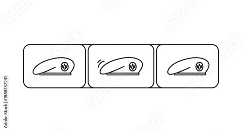 Minimalist outline icons displaying three military berets with unique crests, signifying