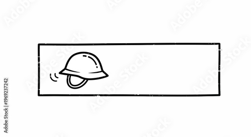 Dynamic hand-drawn safety helmet icon in a frame, symbolizing protection and urgent alerts for