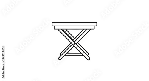 Simple line art illustration of a portable folding table design icon furniture household item